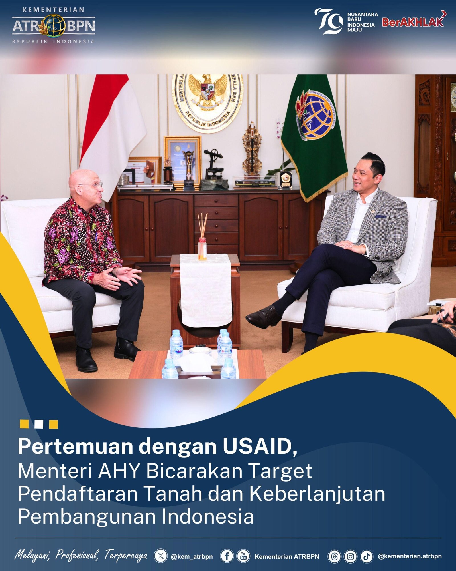 Pertemuan Bersama USAID, Menteri AHY Bicara Target Pendaftaran Tanah dan Keberlanjutan Pembangunan Indonesia