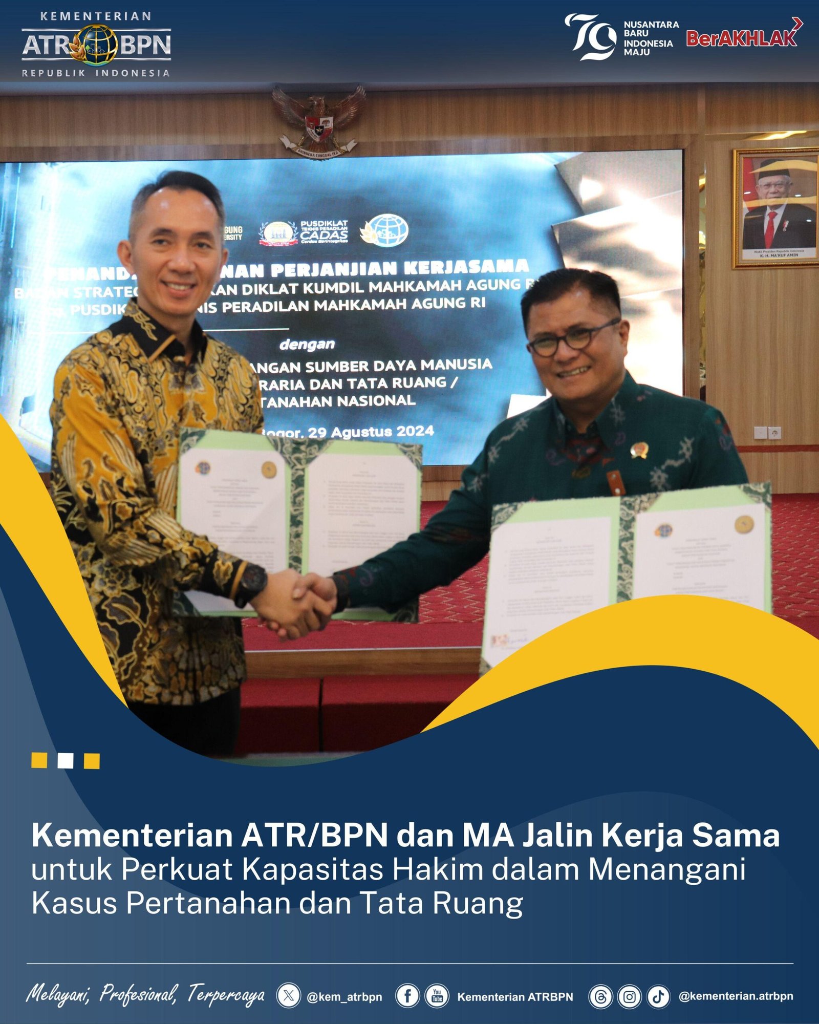 Kementerian ATR/BPN dan MA Jalin Kerja Sama Perkuat Kapasitas Hakim dalam Menangani Kasus Pertanahan dan Tata Ruang