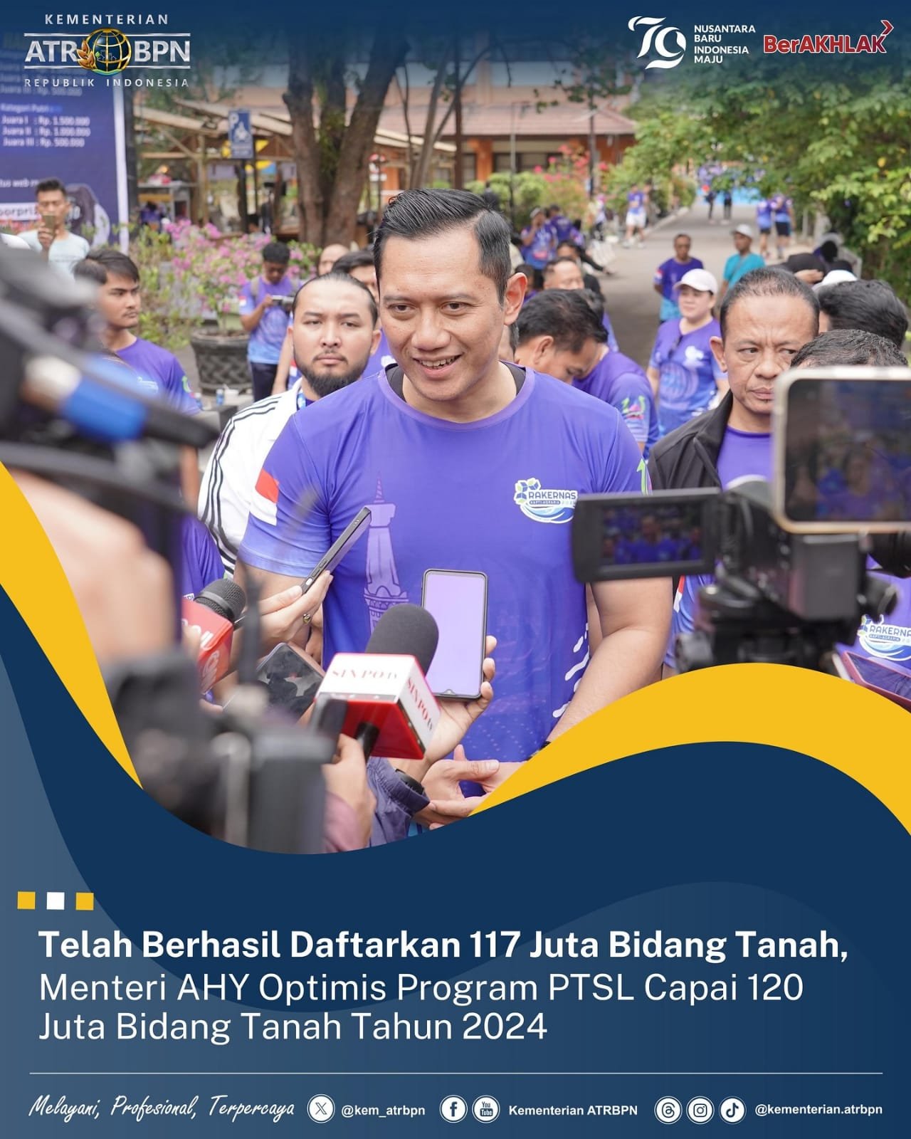 Telah Berhasil Daftarkan 117 Juta Bidang Tanah, Menteri AHY Optimis Program PTSL Capai 120 Juta Bidang Tanah Tahun 2024