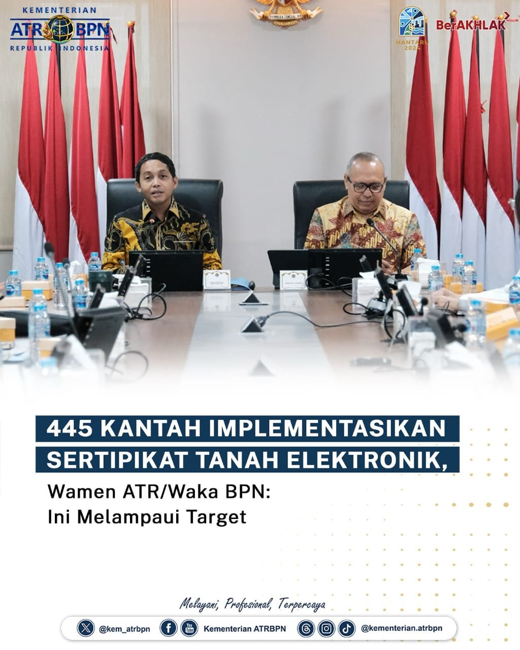 445 Kantah Implementasikan Sertipikat Tanah Elektronik, Wamen ATR/Waka BPN: Ini Melampaui Target