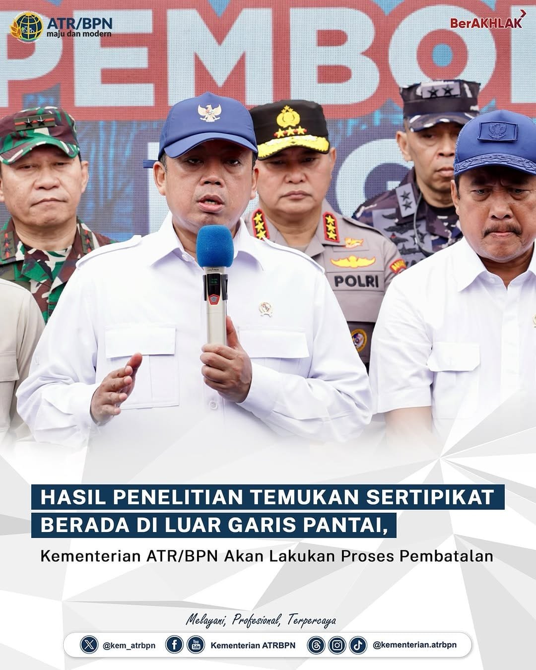 Hasil Penelitian Temukan Sertipikat Berada Di Luar Garis Pantai, Kementerian ATR/BPN Akan Lakukan Proses Pembatalan
