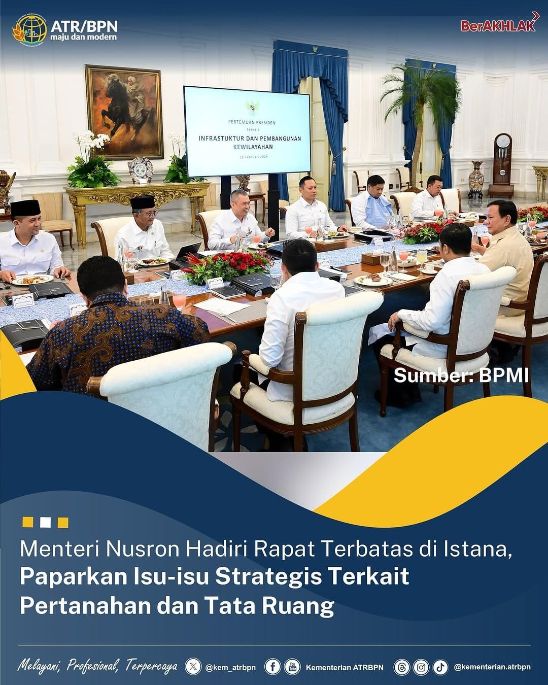 Menteri Nusron Hadiri Rapat Terbatas di Istana, Paparkan Isu-Isu Strategis Terkait Pertanahan dan Ruang