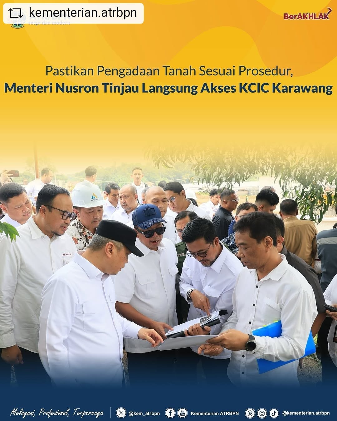 Pastikan Pengadaan Tanah Sesuai Prosedur, Menteri Nusron Tinjau Langsung Akses KCIC Karawang