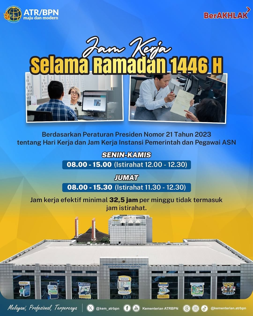Jam Kerja Pelayanan Kementerian ATR/BPN Selama Ramadhan 1446 H