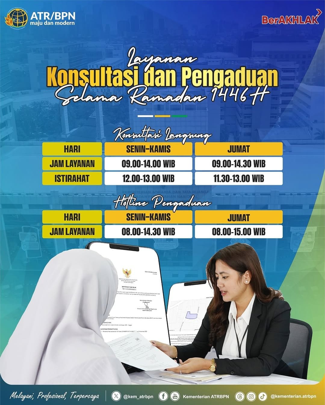 Jadwal Konsultasi dan Pengaduan Kementerian ATR/BPN Selama Bulan Ramadhan 1446 H