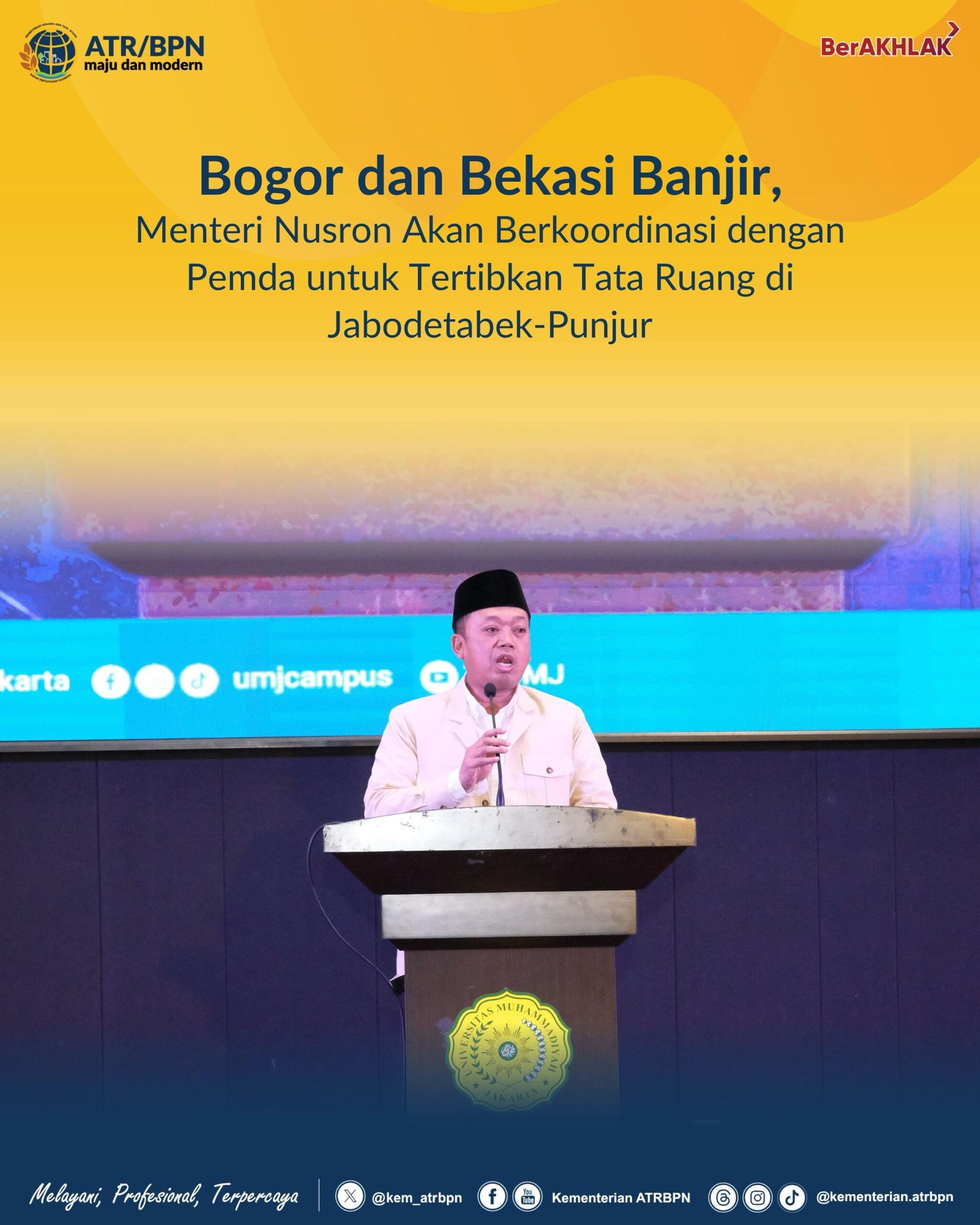 Bogor dan Bekasi Banjir, Menteri Nusron Akan Berkoordinasi dengan Pemda untuk Tertibkan Tata Ruang di Jabodetabek-Punjur