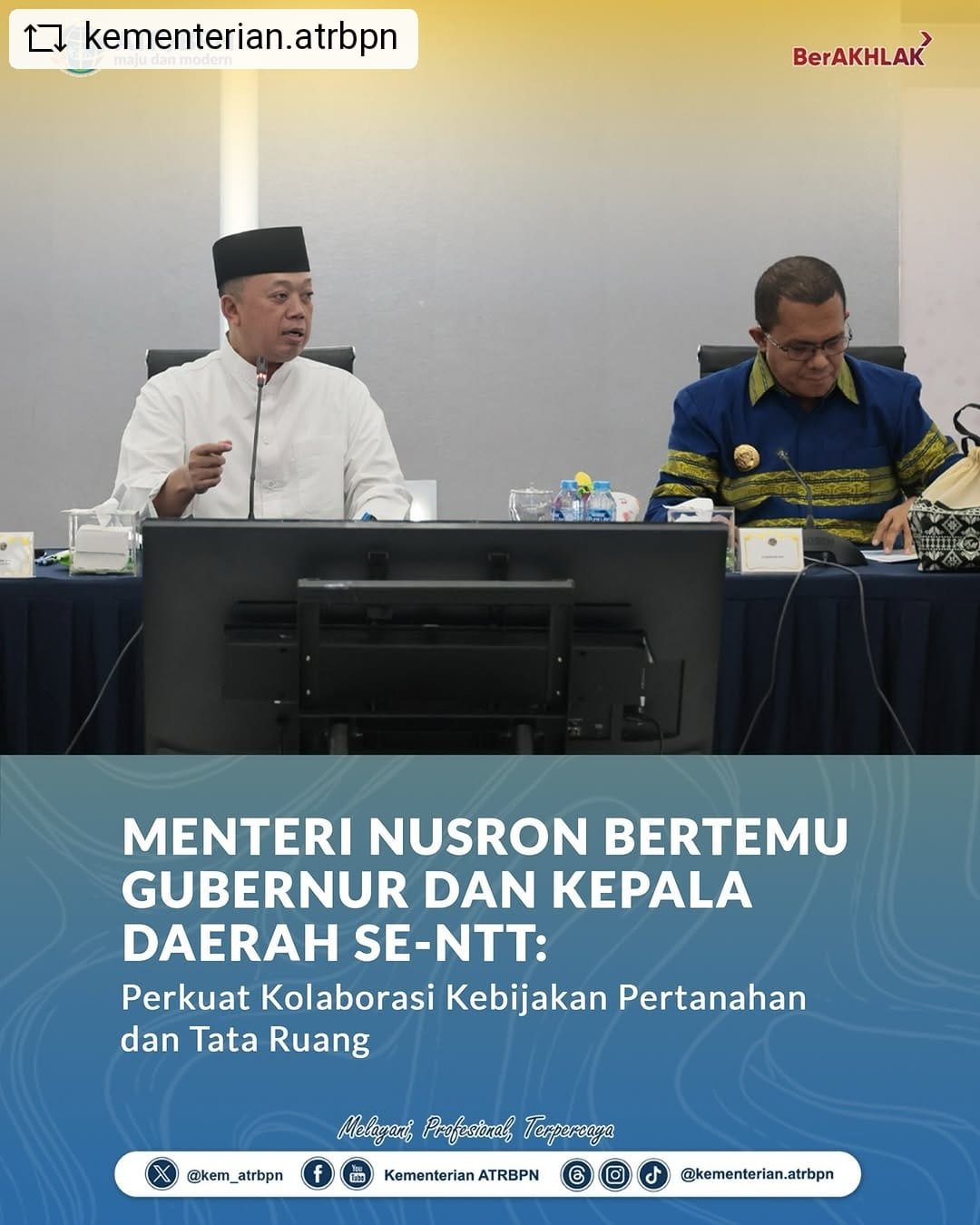 Menteri Nusron Bertemu Gubernur dan Kepala Daerah se-NTT: Perkuat Kolaborasi Kebijakan Pertanahan dan Tata Ruang