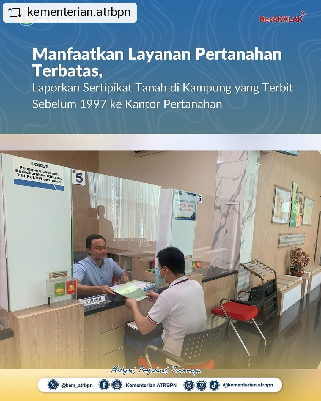 Manfaatkan Layanan Pertanahan Terbatas, Laporkan Sertipikat Tanah di Kampung yang Terbit Sebelum 1997 ke Kantor Pertanahan