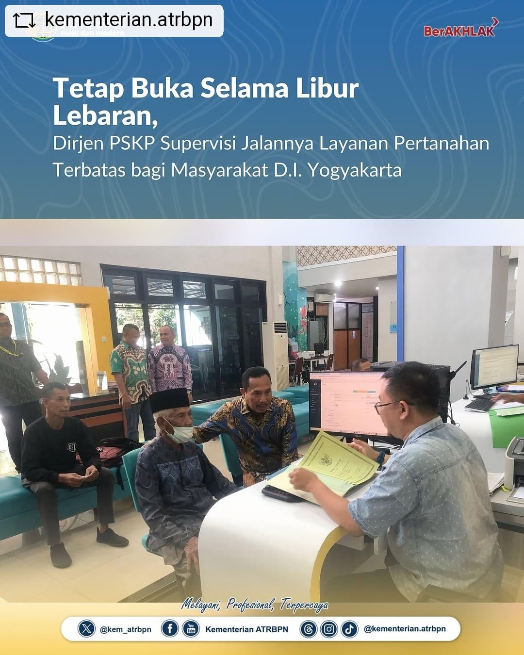 Tetap Buka Selama Libur Lebaran, Dirjen PSKP Supervisi Jalannya Layanan Pertanahan Terbatas bagi Masyarakat D.I. Yogyakarta