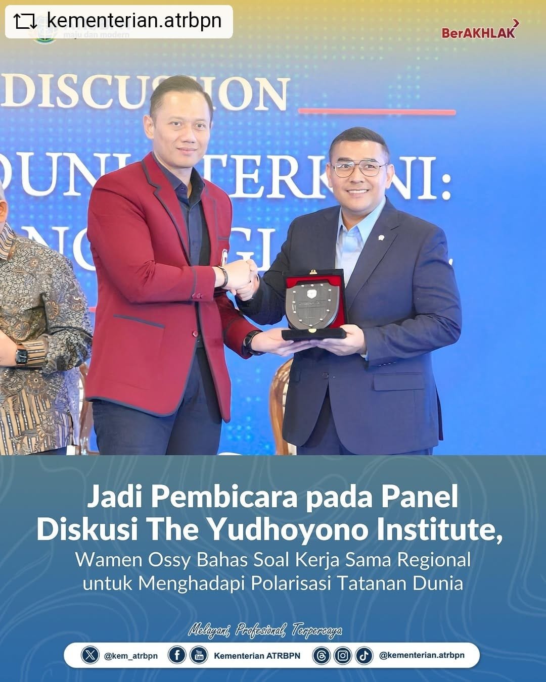 Jadi Pembicara pada Panel Diskusi The Yudhoyono Institute, Wamen Ossy Bahas Soal Kerja Sama Regional untuk Menghadapi Polarisasi Tatanan Dunia