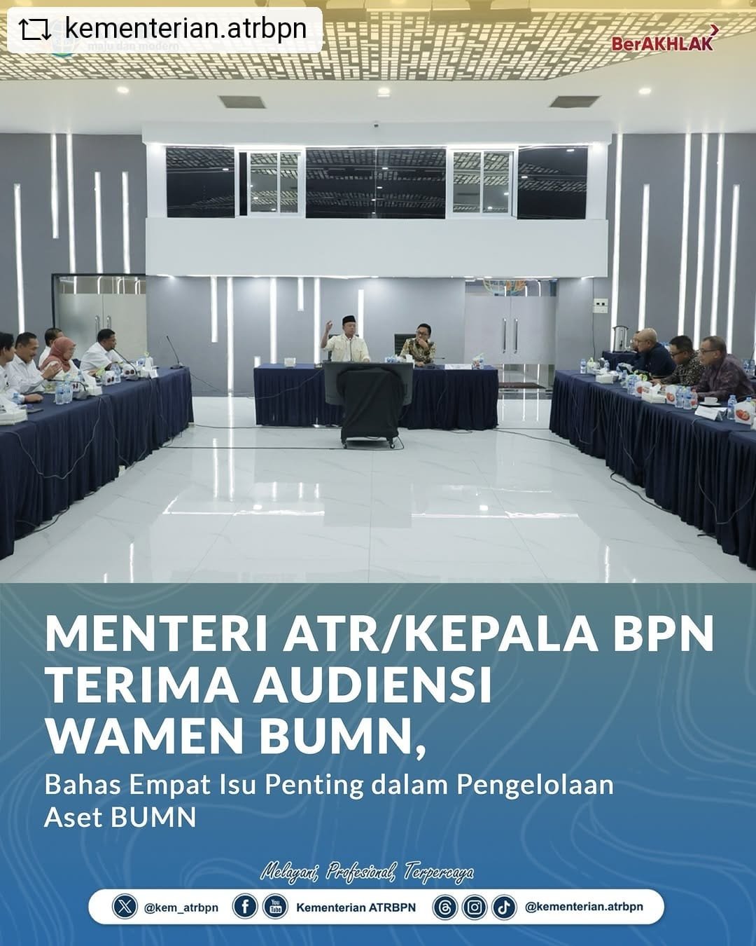 Menteri ATR/Kepala BPN Terima Audiensi Wamen BUMN, Bahas Empat Isu Penting dalam Pengelolaan Aset BUMN