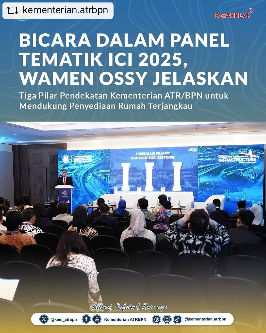 Bicara Dalam Panel Tematik ICI 2025, Wamen Ossy Jelaskan Tiga Pilar Pendekatan Kementerian ATR/BPN Untuk Mendukung Penyediaan Rumah Terjangkau