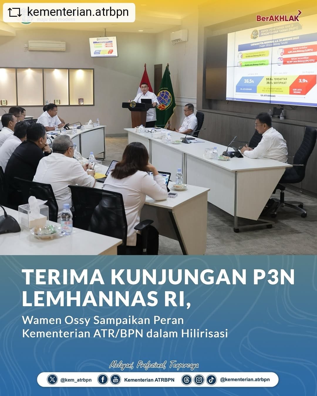 Terima Kunjungan P3N LEMHANNAS RI, Wamen Ossy Sampaikan Peran Kementerian ATR/BPN dalam Hilirisasi