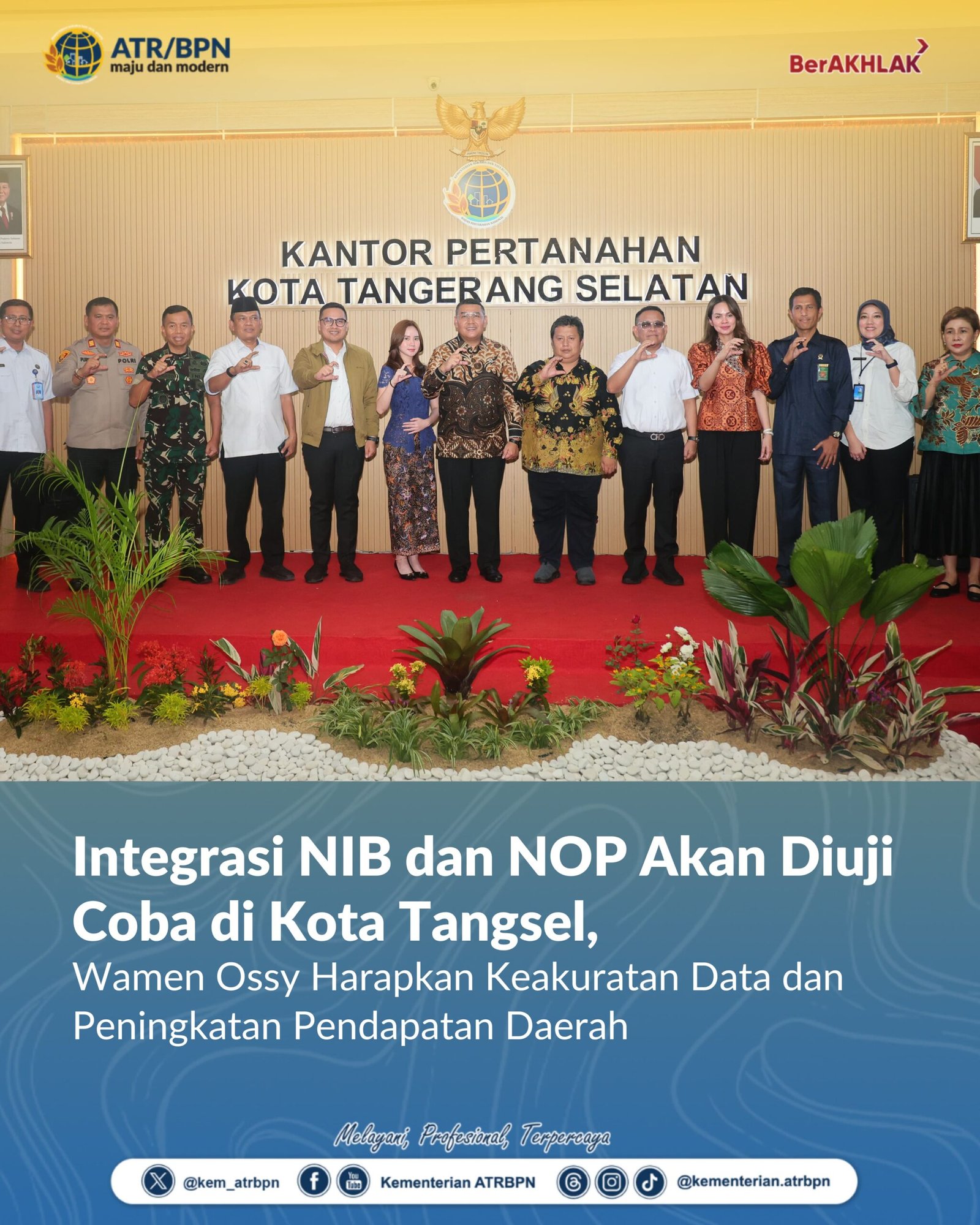 Integrasi NIB dan NOP Akan Diuji Coba di Kota Tangsel, Wamen Ossy Harapkan Keakuratan Data dan Peningkatan Pendapatan Daerah