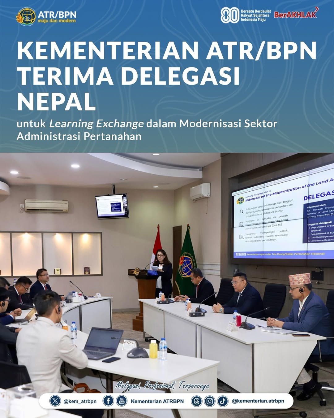 Kementerian ATR/BPN Terima Delegasi Nepal untuk Learning Exchange dalam Modernisasi Sektor Administrasi Pertanahan