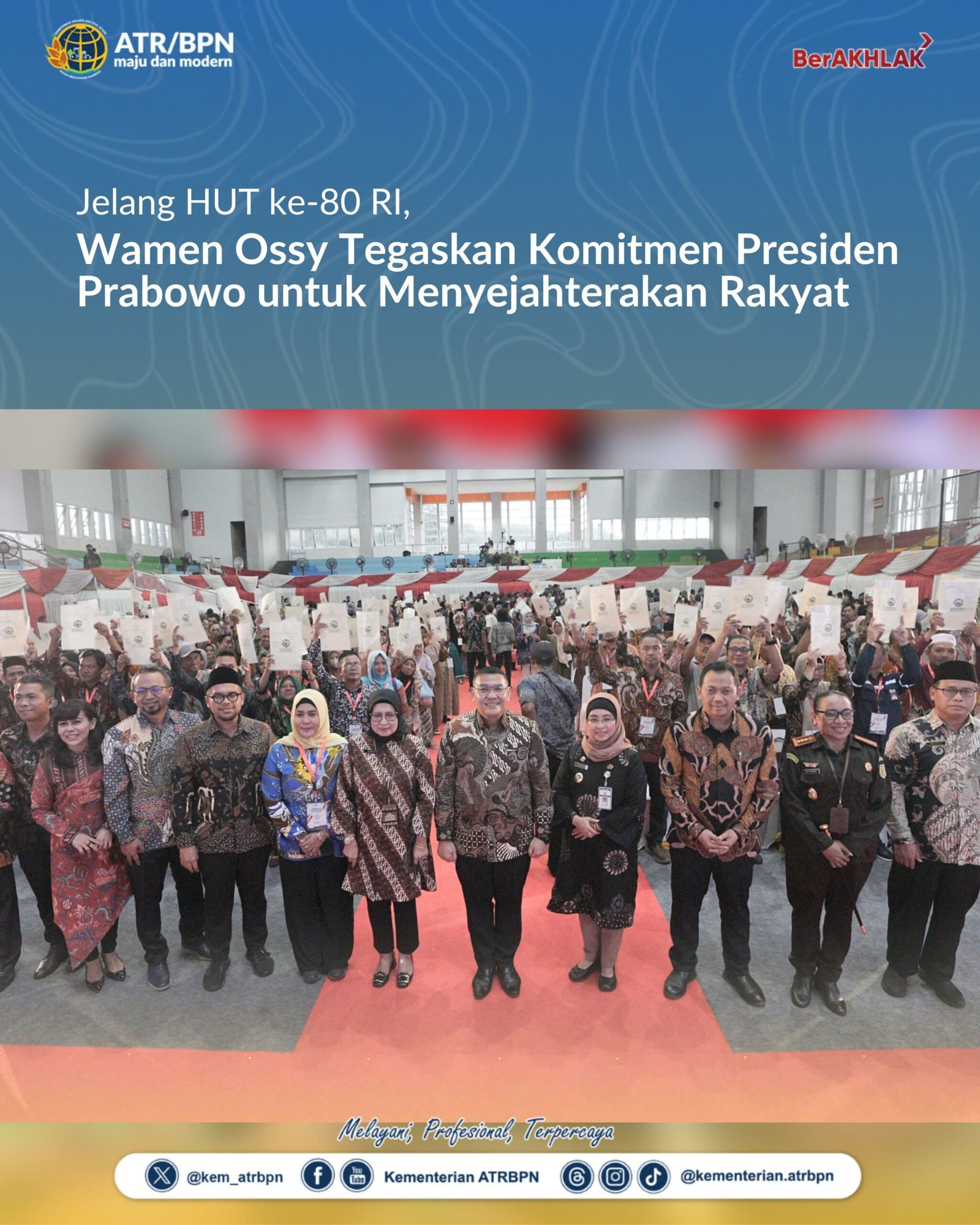 Jelang HUT ke-80 RI, Wamen Ossy Tegaskan Komitmen Presiden Prabowo untuk Menyejahterakan Rakyat
