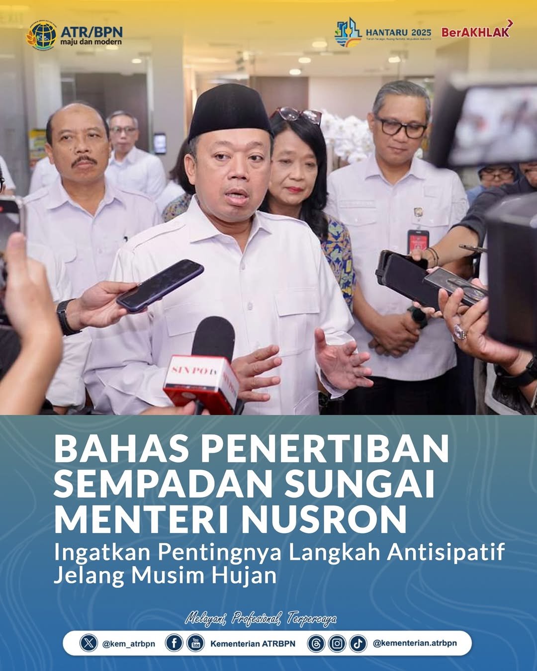 Bahas Penertiban Sempadan Sungai, Menteri Nusron Ingatkan Pentingnya Langkah Antisipatif Jelang Musim Hujan