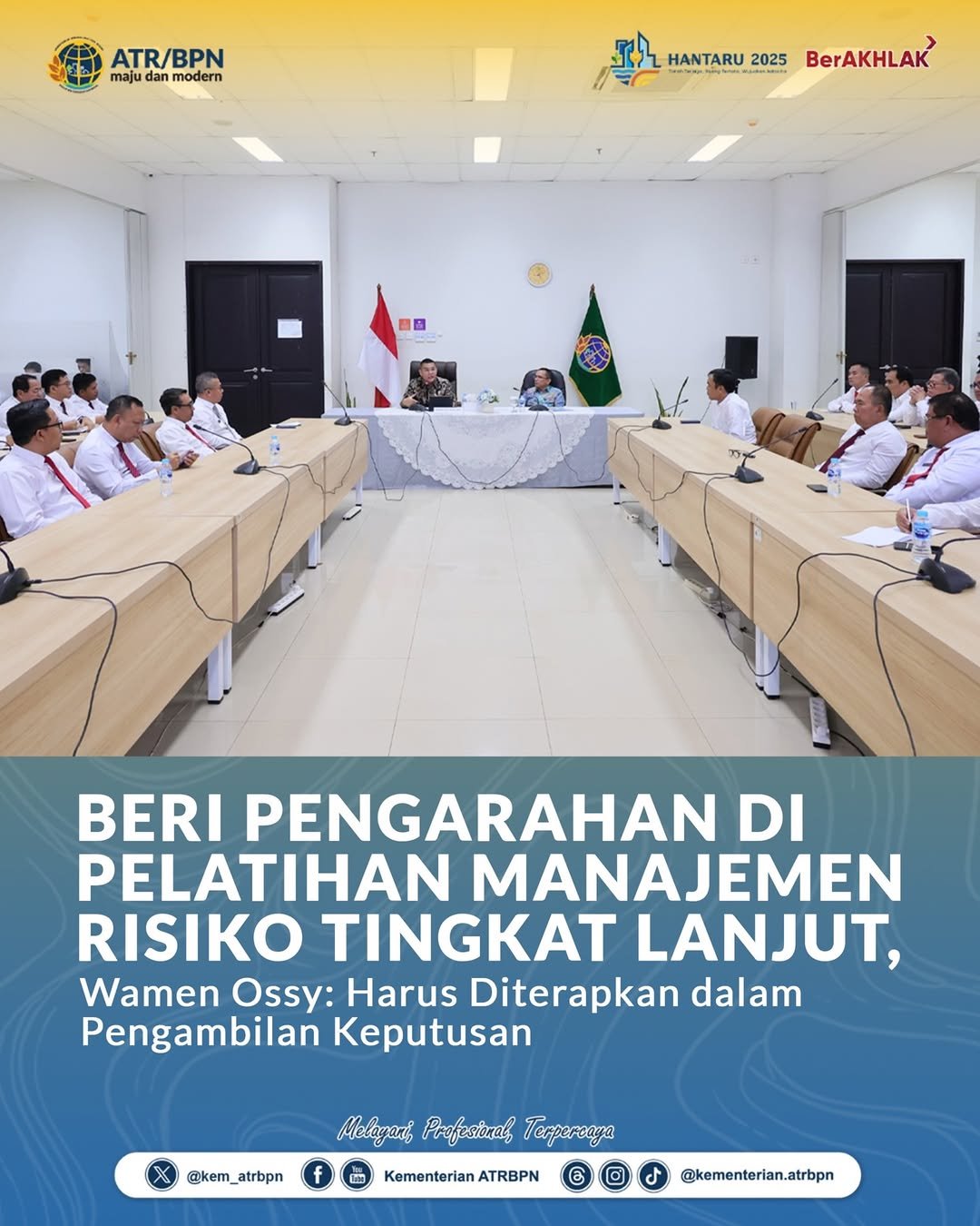 Beri Pengarahan di Pelatihan Manajemen Risiko Tingkat Lanjut, Wamen Ossy: Harus Diterapkan dalam Pengambilan Keputusan