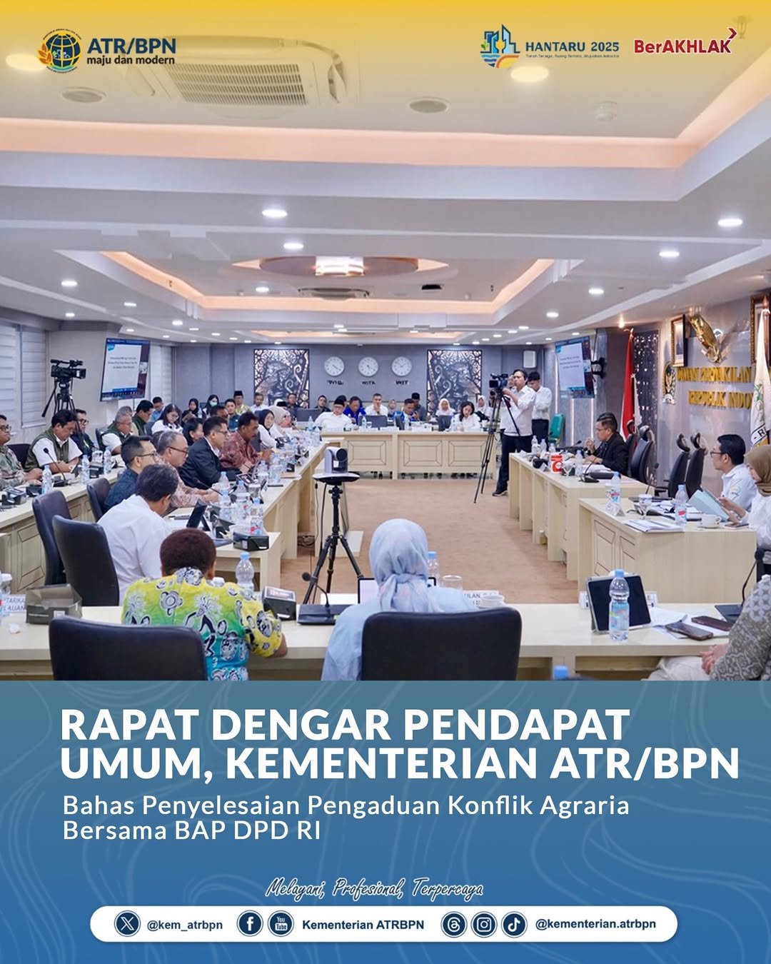Rapat Dengar Pendapat Umum, Kementerian ATR/BPN Bahas Penyelesaian Pengaduan Konflik Agraria Bersama BAP DPD RI