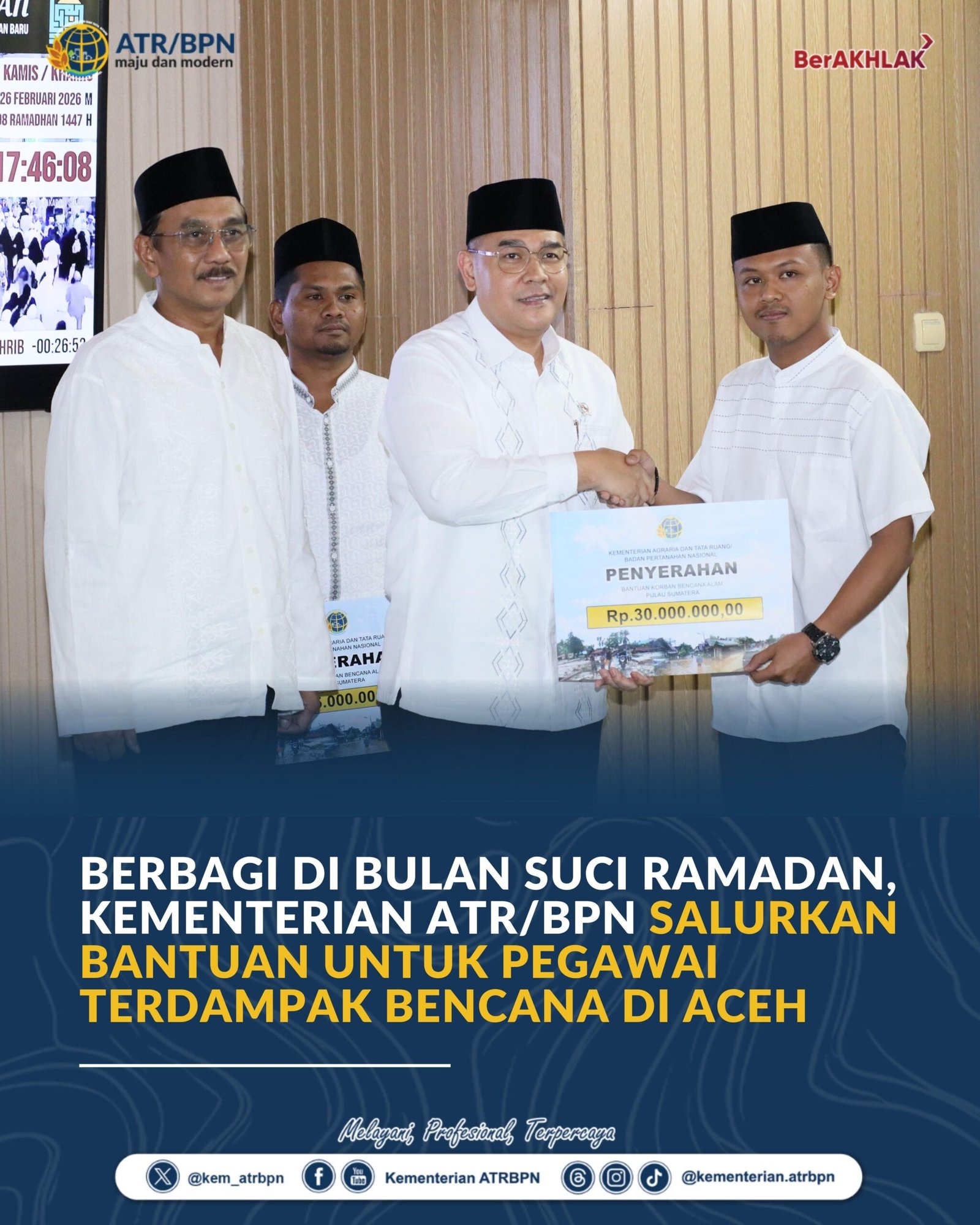 Berbagi di Bulan Suci Ramadan, Kementerian ATR/BPN Salurkan Bantuan untuk Pegawai Terdampak Bencana di Aceh