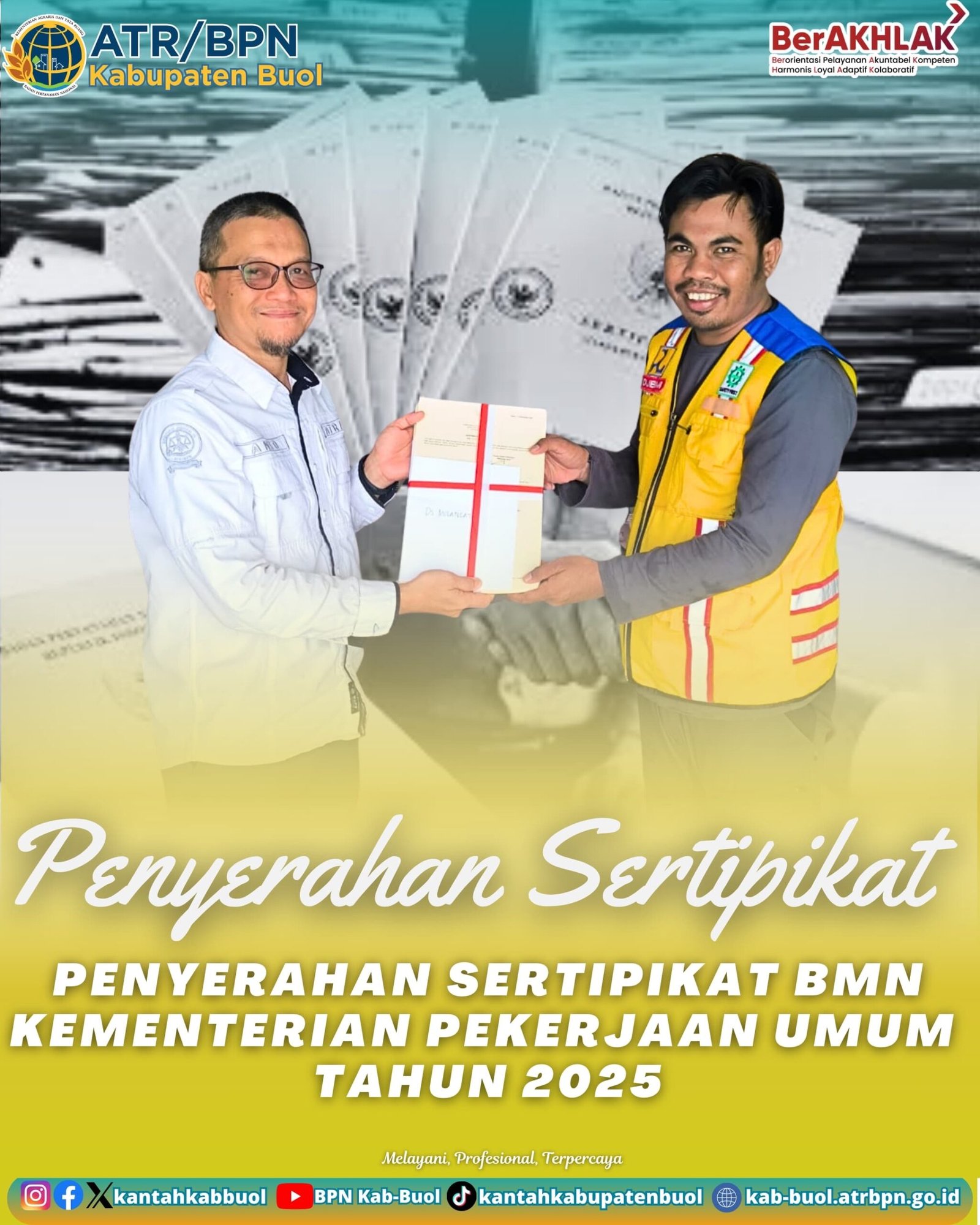 Penyerahan Sertipikat BMN Kementerian Pekerjaan Umum Tahun 2025