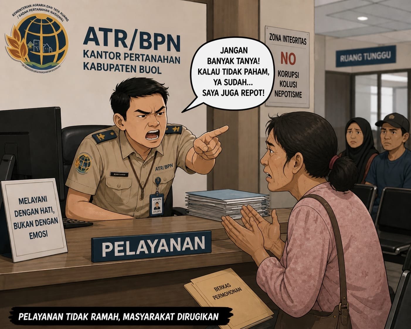 Oknum Pelayan Loket BPN/ATR Buol Diduga Arogan, Warga Keluhkan Proses Berbelit